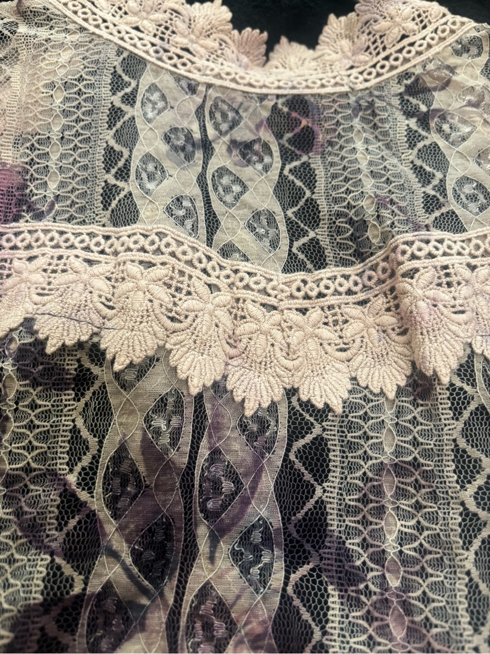 Origami Chiffon Floral Lace Duster Dusty Rose & Taupe - Picture 5 of 5
